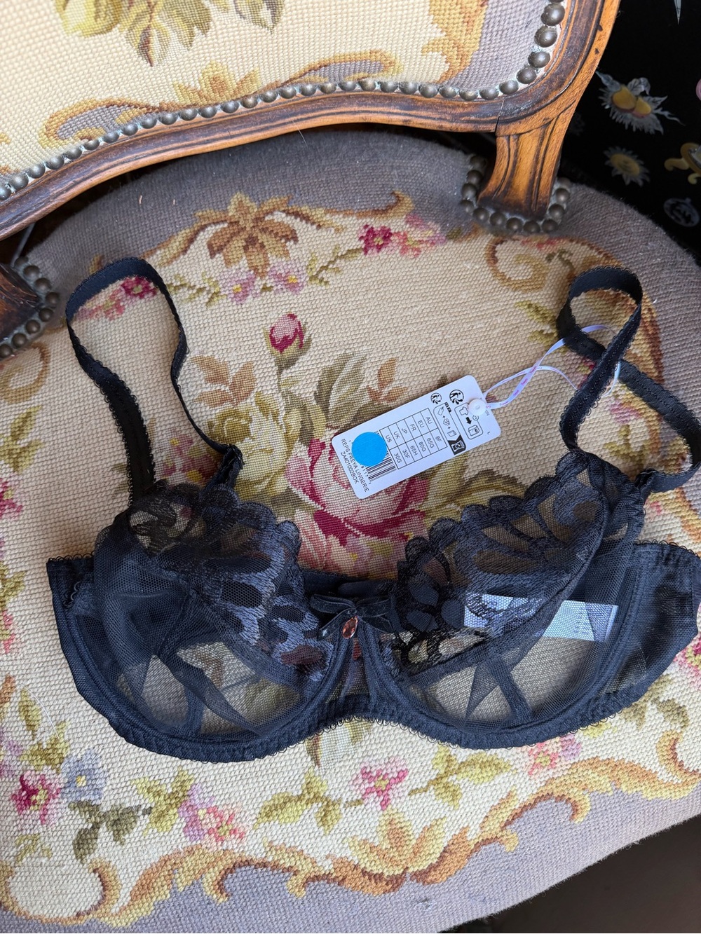 Freya Black Sheer Floral Lace Underwire Bra